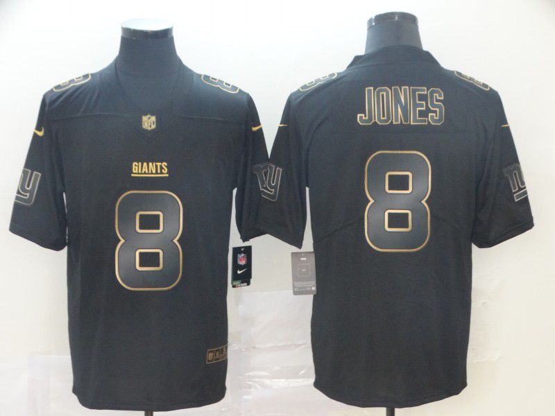 Men New York Giants #8 Jones Black Nike Vapor Limited Black Golden NFL Jerseys